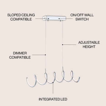 Ali 31" Dimmable Adjustable Integrated LED Metal Linear Pendant - JONATHAN Y